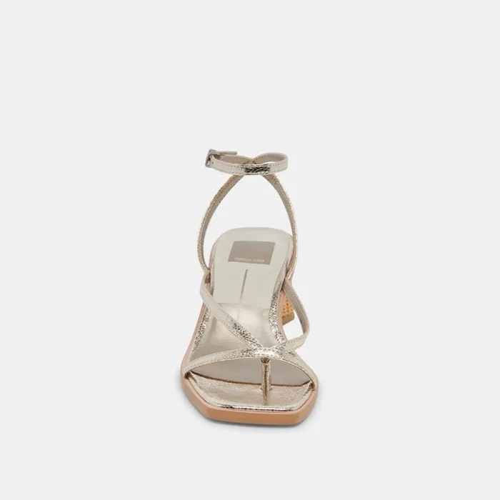 Heels Women Dolce Vita Banita Wide Sandals Light Gold Crackled Stella