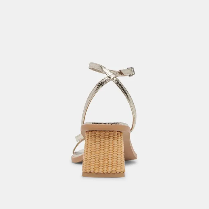 Heels Women Dolce Vita Banita Wide Sandals Light Gold Crackled Stella