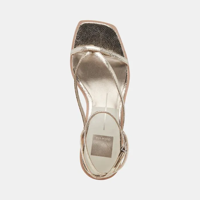 Heels Women Dolce Vita Banita Wide Sandals Light Gold Crackled Stella