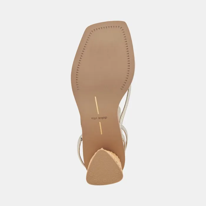 Heels Women Dolce Vita Banita Wide Sandals Light Gold Crackled Stella