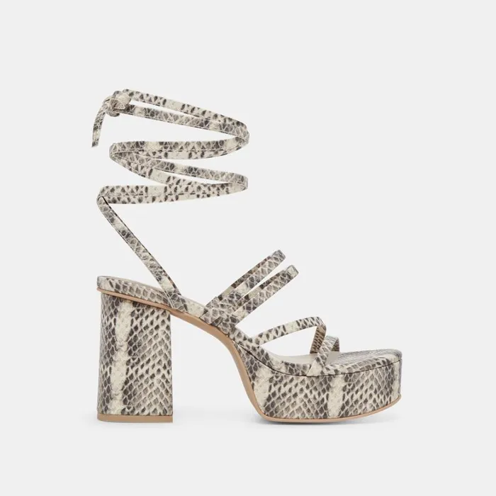 Heels Women Dolce Vita Barbs Heels Grey White Embossed Stella
