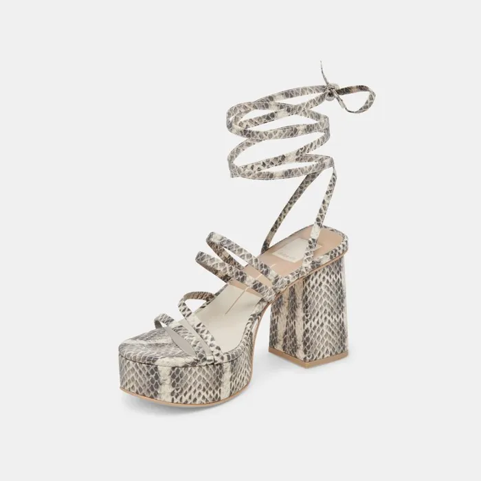 Heels Women Dolce Vita Barbs Heels Grey White Embossed Stella
