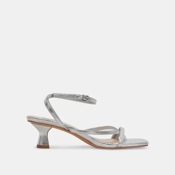 Heels Women Dolce Vita Baylor Heels Silver Metallic Leather