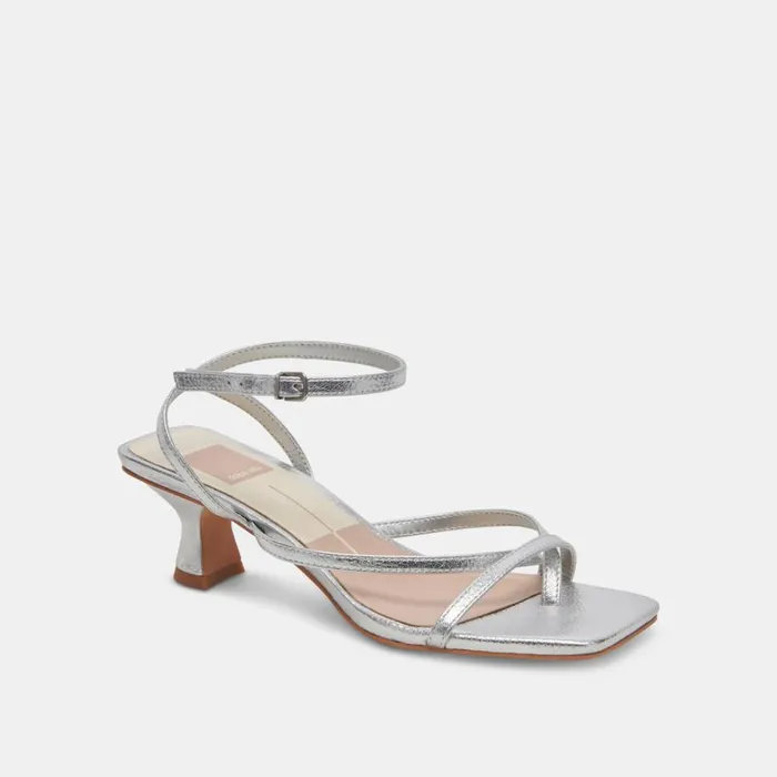 Heels Women Dolce Vita Baylor Heels Silver Metallic Leather