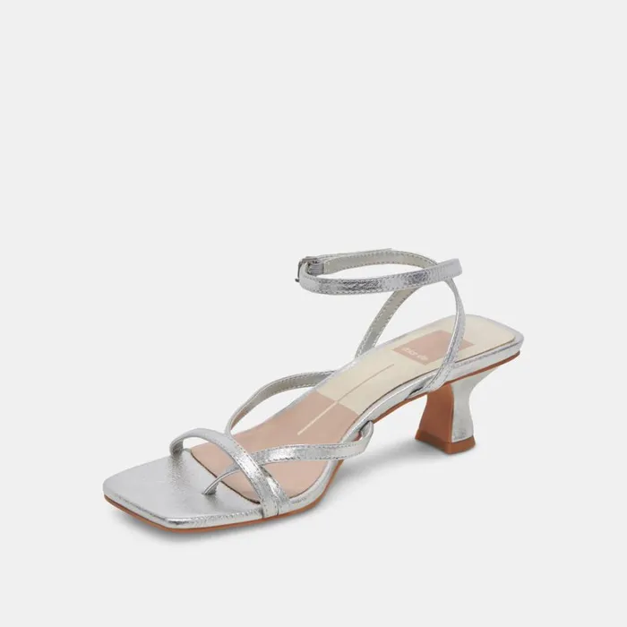 Heels Women Dolce Vita Baylor Heels Silver Metallic Leather