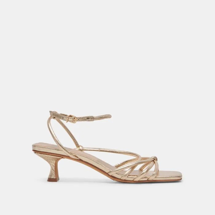 Heels Women Dolce Vita Bev Wide Heels Gold Metallic Leather