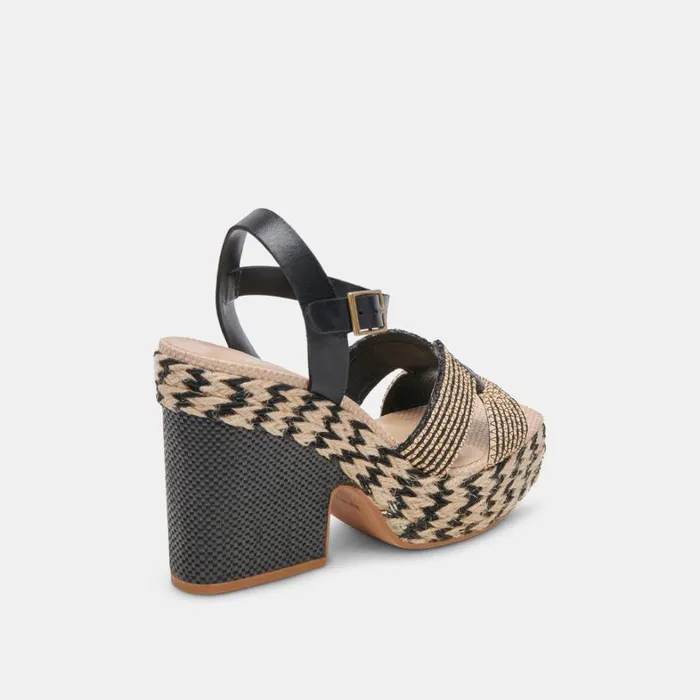 Heels Women Dolce Vita Cale Heels Black Natural Raffia