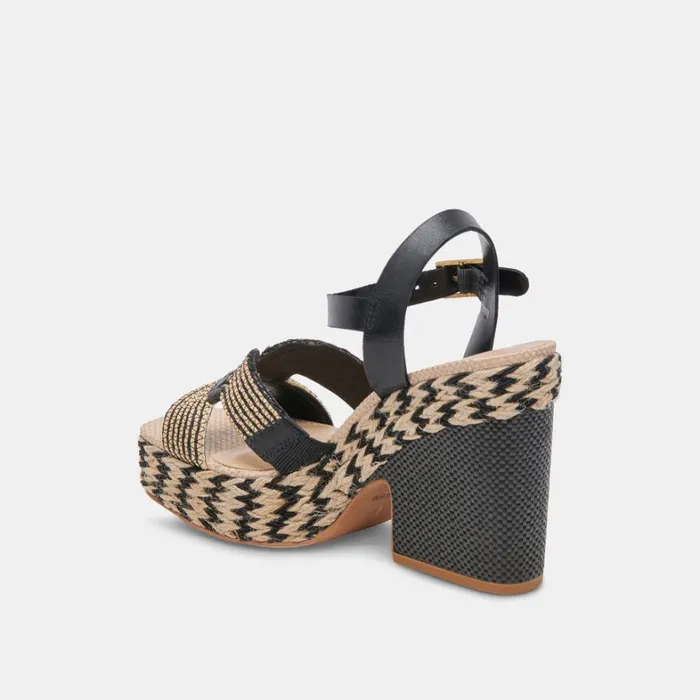 Heels Women Dolce Vita Cale Heels Black Natural Raffia