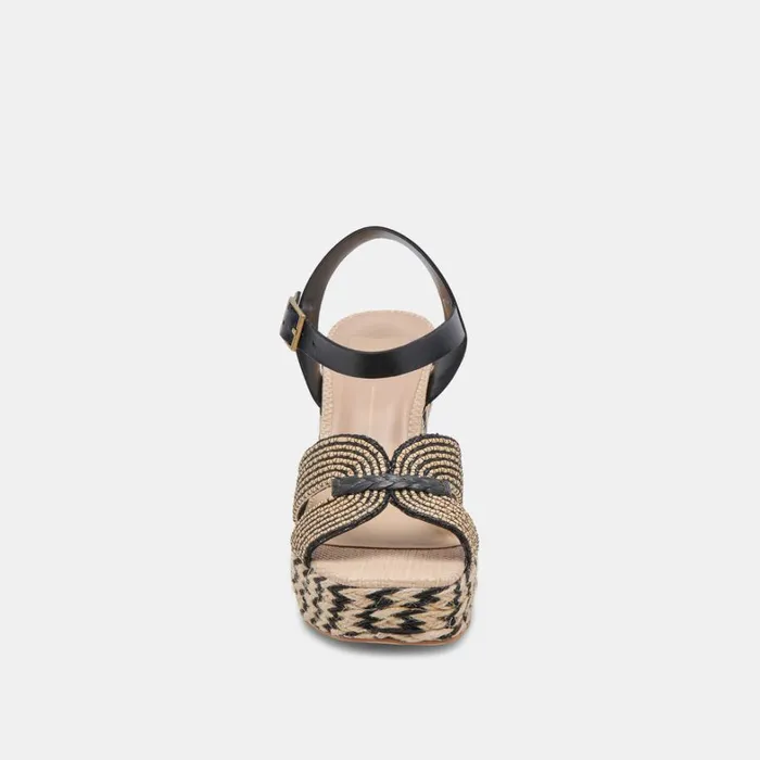 Heels Women Dolce Vita Cale Heels Black Natural Raffia