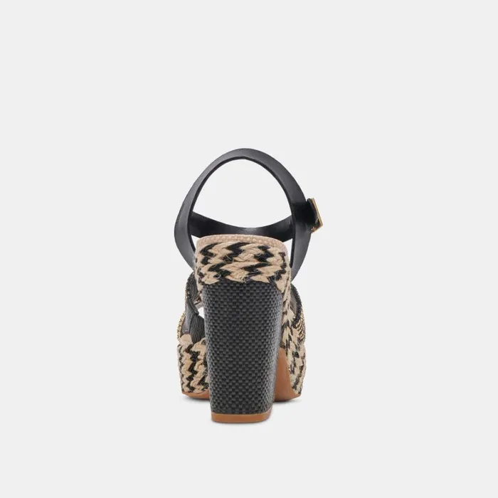 Heels Women Dolce Vita Cale Heels Black Natural Raffia