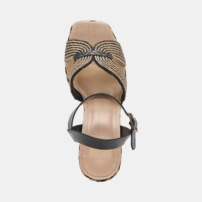 Heels Women Dolce Vita Cale Heels Black Natural Raffia