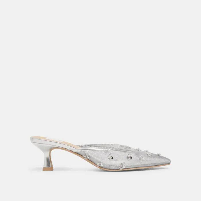 Heels Women Dolce Vita Clara Heels Silver Mesh