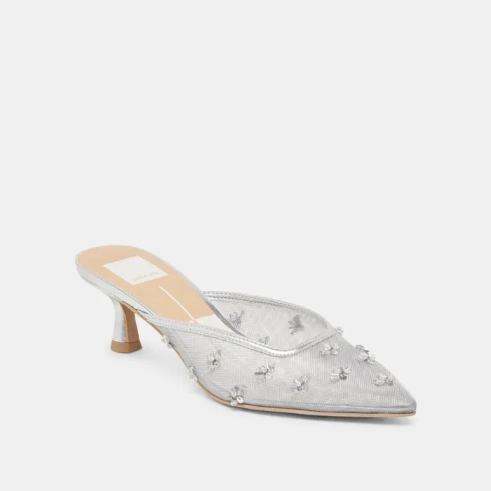 Heels Women Dolce Vita Clara Heels Silver Mesh