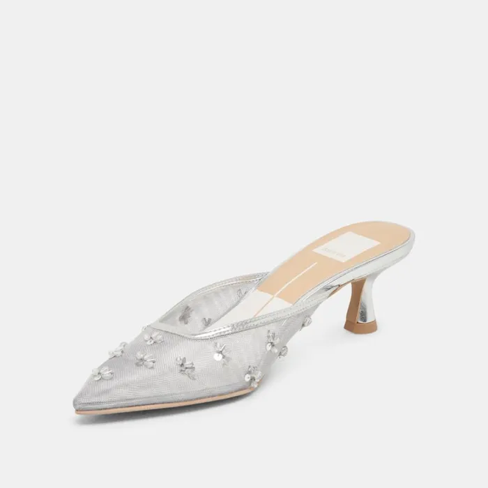Heels Women Dolce Vita Clara Heels Silver Mesh