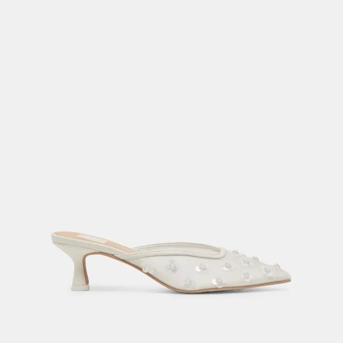 Heels Women Dolce Vita Clara Pearl Heels True White Daisy Mesh