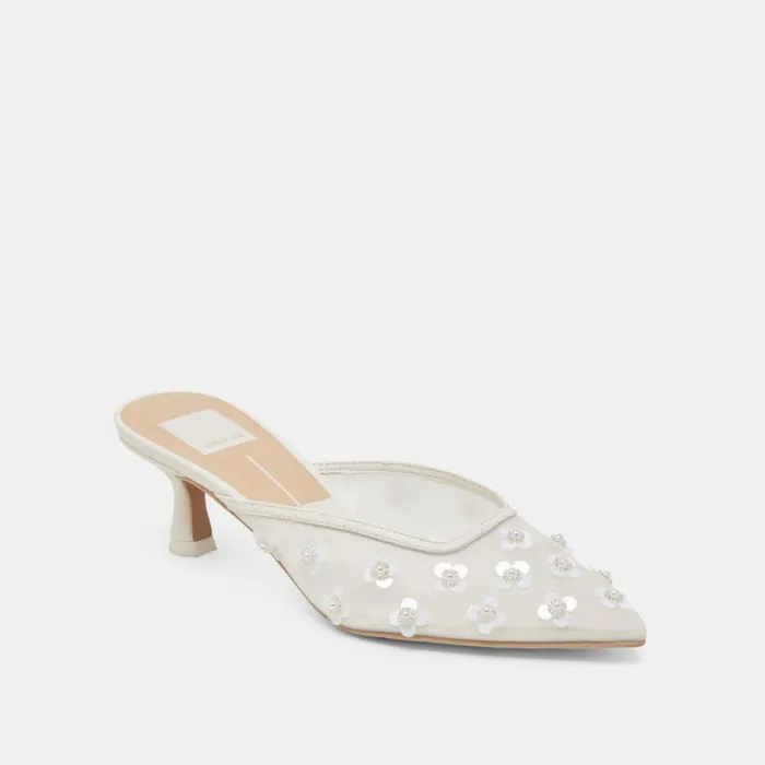 Heels Women Dolce Vita Clara Pearl Heels True White Daisy Mesh