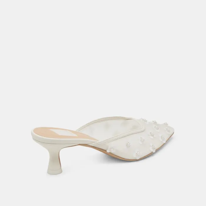 Heels Women Dolce Vita Clara Pearl Heels True White Daisy Mesh