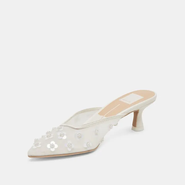 Heels Women Dolce Vita Clara Pearl Heels True White Daisy Mesh
