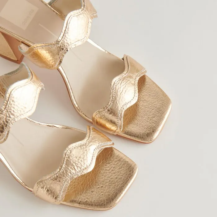 Heels Women Dolce Vita Ilva Heels Gold Distressed Leather