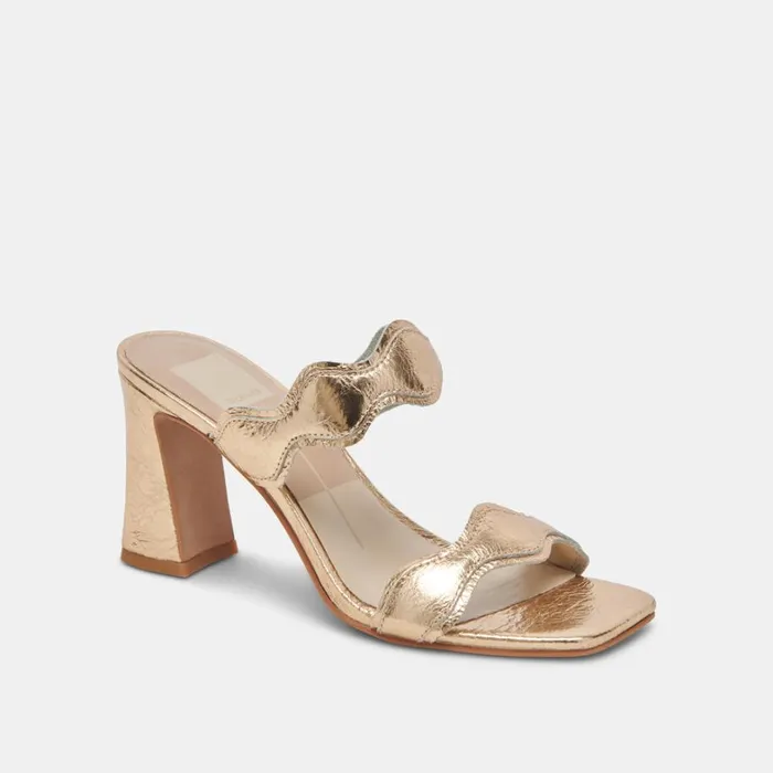 Heels Women Dolce Vita Ilva Heels Gold Distressed Leather