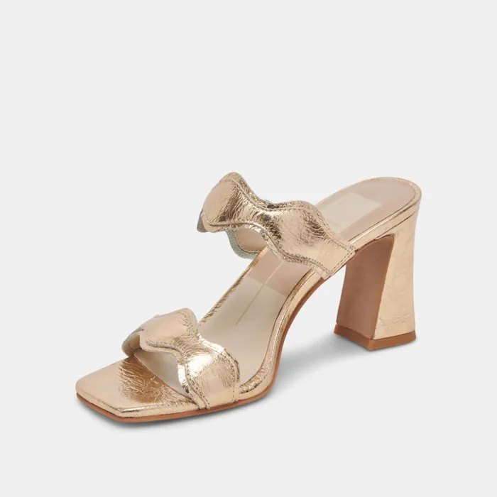 Heels Women Dolce Vita Ilva Heels Gold Distressed Leather