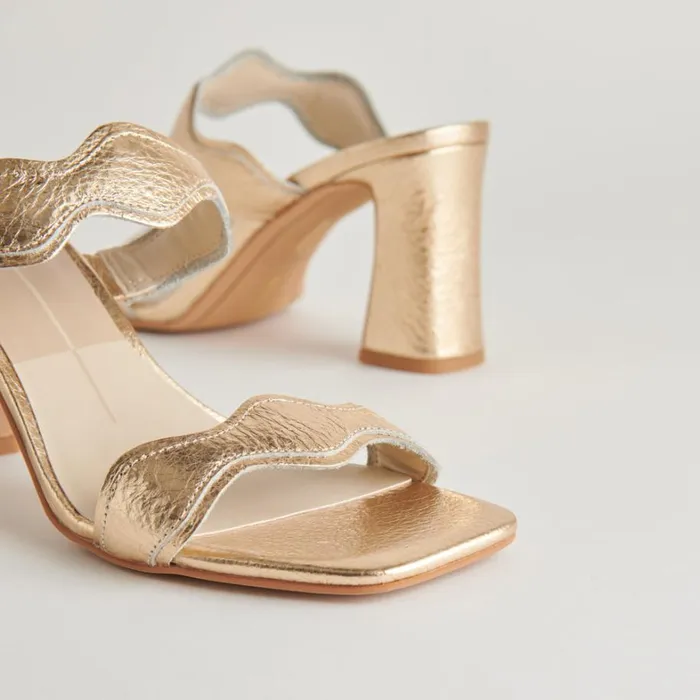 Heels Women Dolce Vita Ilva Heels Gold Distressed Leather