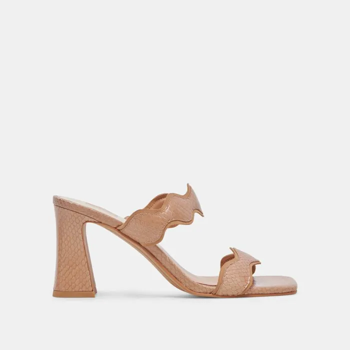 Heels Women Dolce Vita Ilva Heels Toffee Embossed Leather