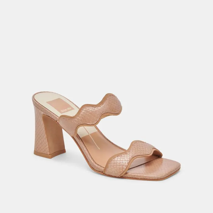 Heels Women Dolce Vita Ilva Heels Toffee Embossed Leather