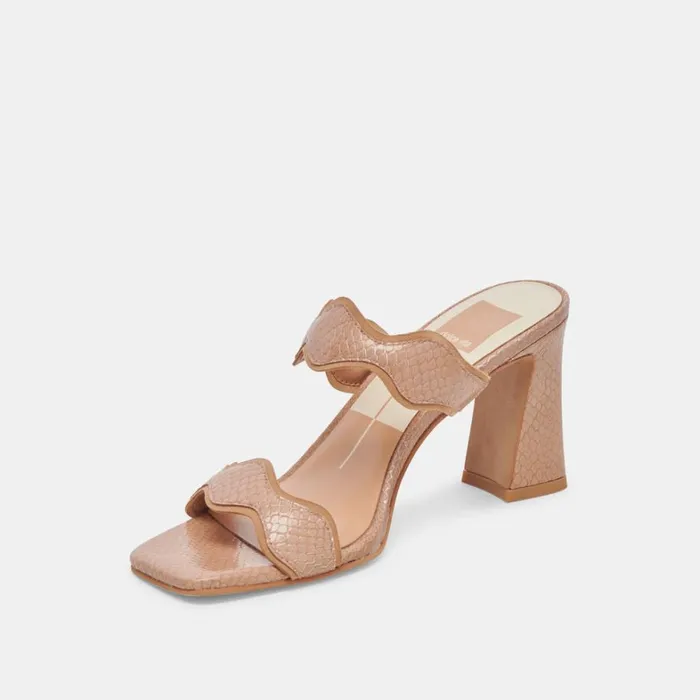 Heels Women Dolce Vita Ilva Heels Toffee Embossed Leather