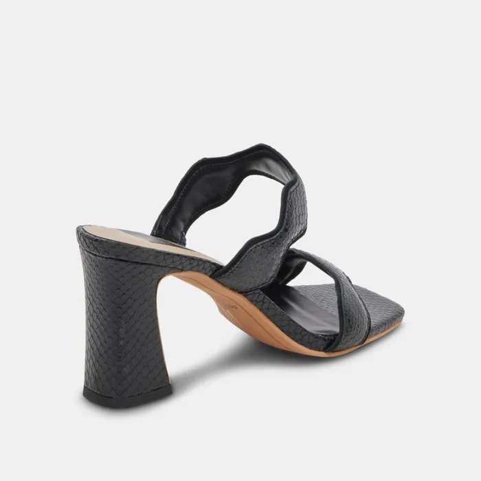 Heels Women Dolce Vita Ilva Wide Heels Onyx Embossed Leather