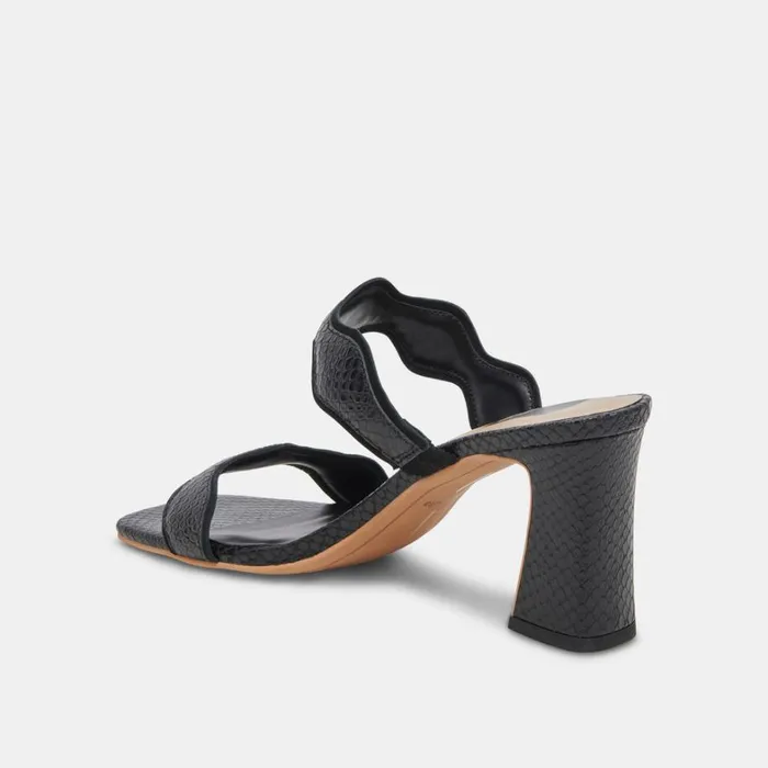 Heels Women Dolce Vita Ilva Wide Heels Onyx Embossed Leather