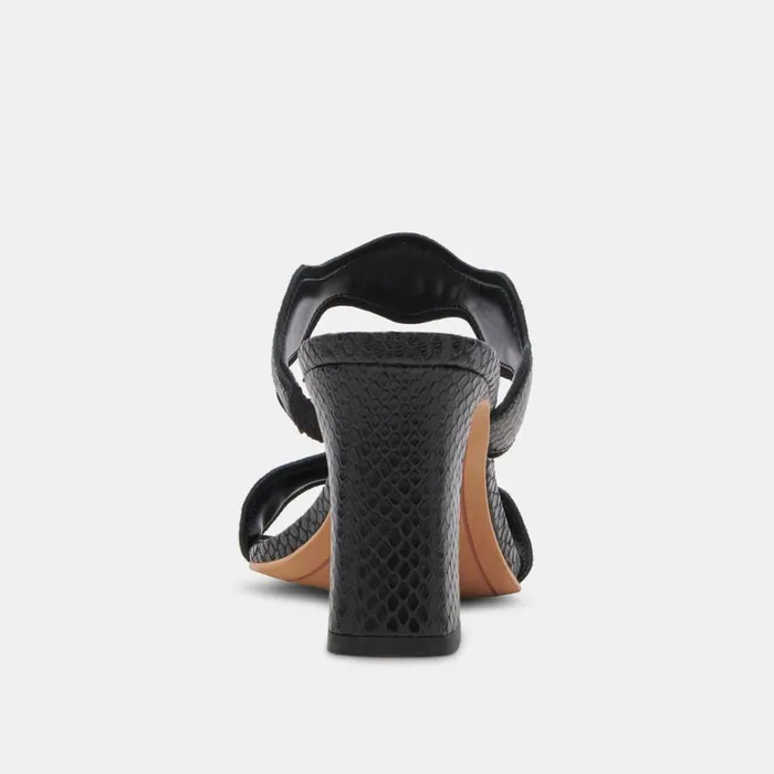 Heels Women Dolce Vita Ilva Wide Heels Onyx Embossed Leather