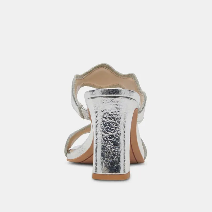 Heels Women Dolce Vita Ilva Wide Heels Silver Distressed Leather