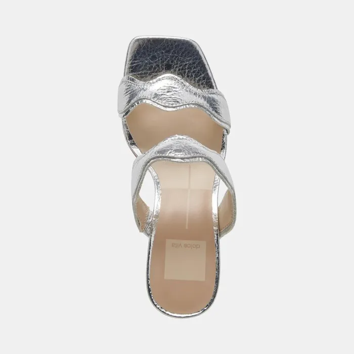 Heels Women Dolce Vita Ilva Wide Heels Silver Distressed Leather