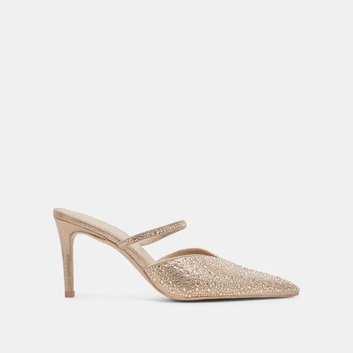 Heels Women Dolce Vita Kanika Crystal Heels Light Gold Fabric