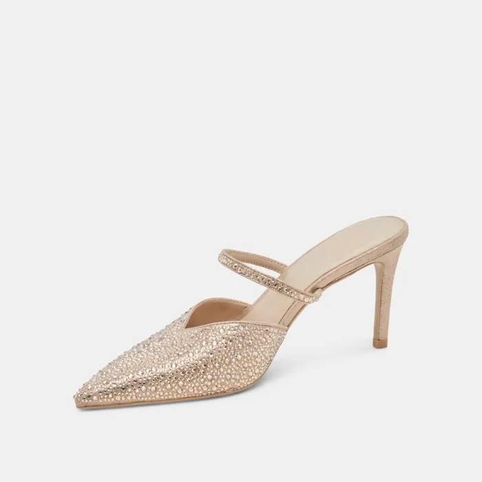 Heels Women Dolce Vita Kanika Crystal Heels Light Gold Fabric