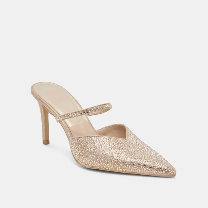 Heels Women Dolce Vita Kanika Crystal Heels Light Gold Fabric