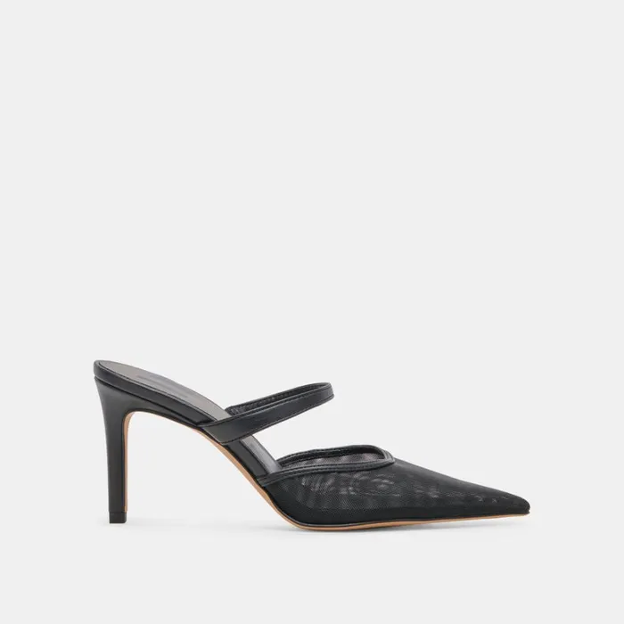 Heels Women Dolce Vita Katik Wide Heels Onyx Mesh
