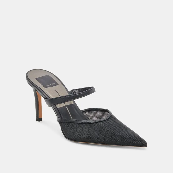 Heels Women Dolce Vita Katik Wide Heels Onyx Mesh