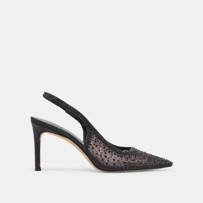 Heels Women Dolce Vita Kaye Crystal Heels Black Mesh