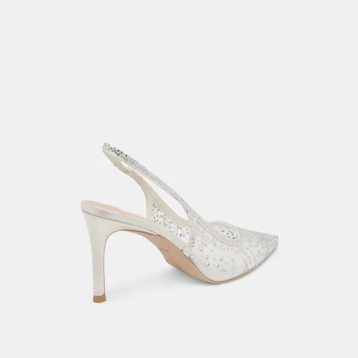 Heels Women Dolce Vita Kaye Crystal Heels White Mesh