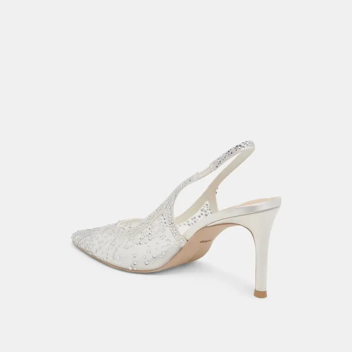 Heels Women Dolce Vita Kaye Crystal Heels White Mesh