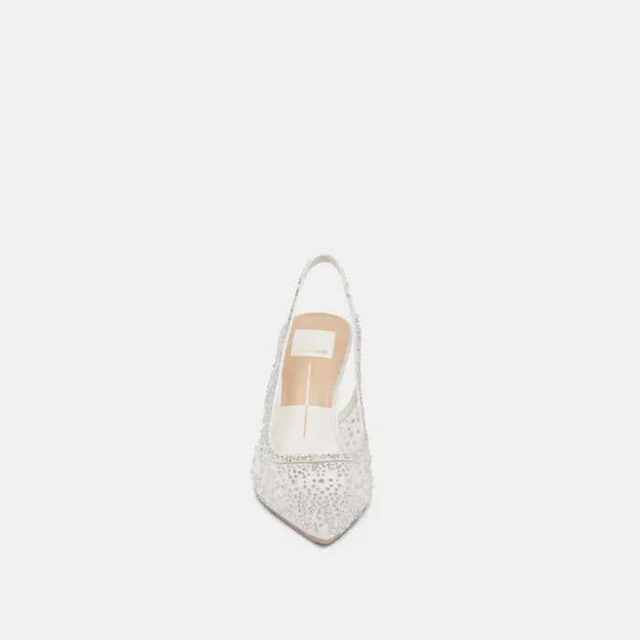 Heels Women Dolce Vita Kaye Crystal Heels White Mesh