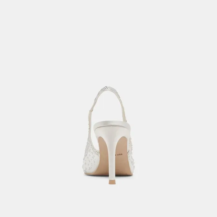 Heels Women Dolce Vita Kaye Crystal Heels White Mesh