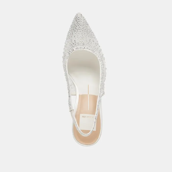Heels Women Dolce Vita Kaye Crystal Heels White Mesh