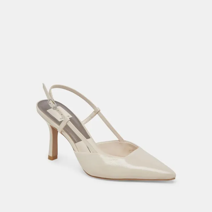 Heels Women Dolce Vita Kim Heels Ivory Crinkle Patent