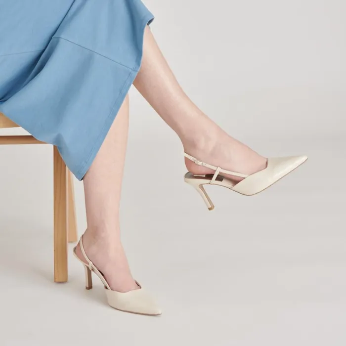 Heels Women Dolce Vita Kim Heels Ivory Crinkle Patent