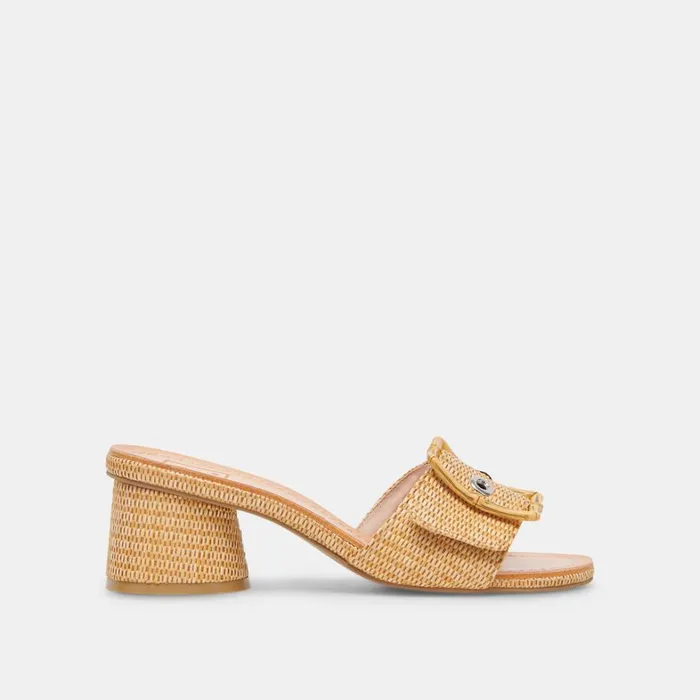 Heels Women Dolce Vita Lucey Wide Heels Warm Natural Raffia