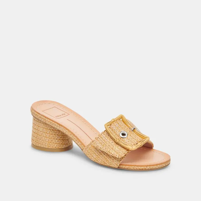 Heels Women Dolce Vita Lucey Wide Heels Warm Natural Raffia