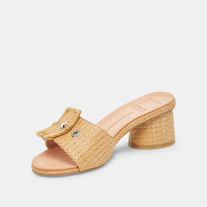 Heels Women Dolce Vita Lucey Wide Heels Warm Natural Raffia
